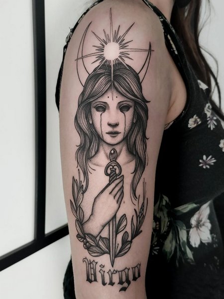 Virgo Shoulder Tattoo