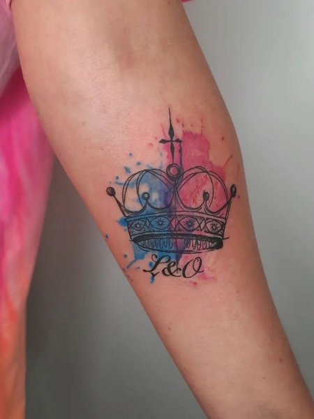 Watercolor Crown Tattoo