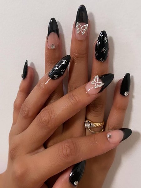 Black Almond Nails