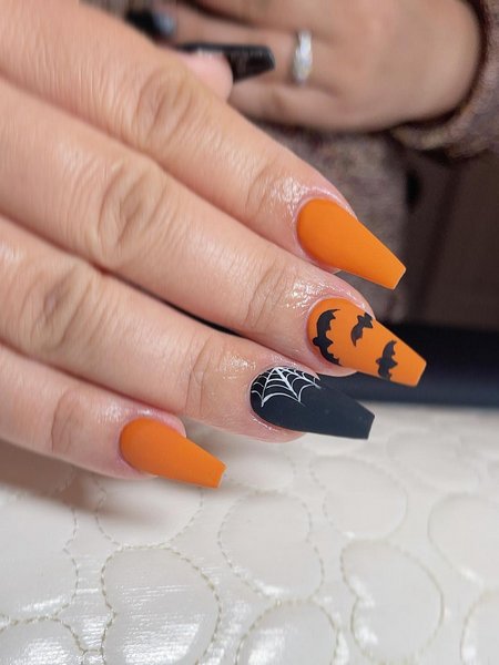 Black And Orange Nails