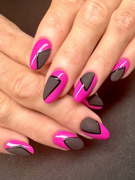 Black And Pink Nails