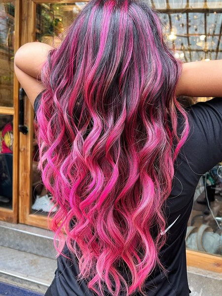 Black Hair With Pink Highlights