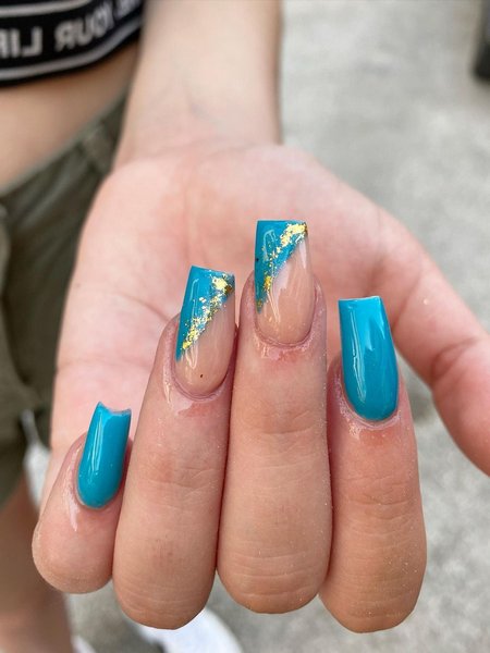 Blue And Gold Nails