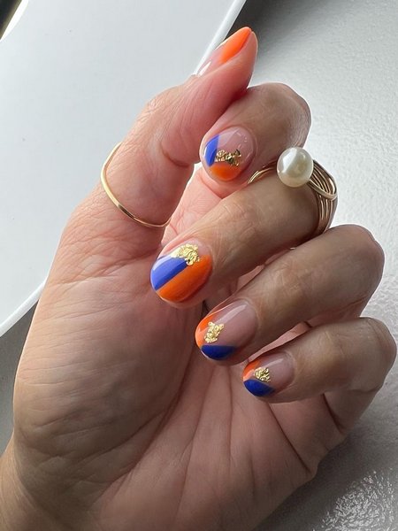 Blue And Orange Nails