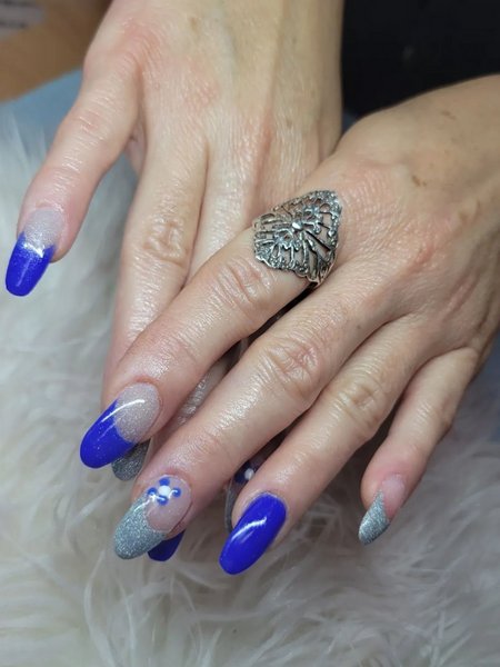 Blue And Silver Nails