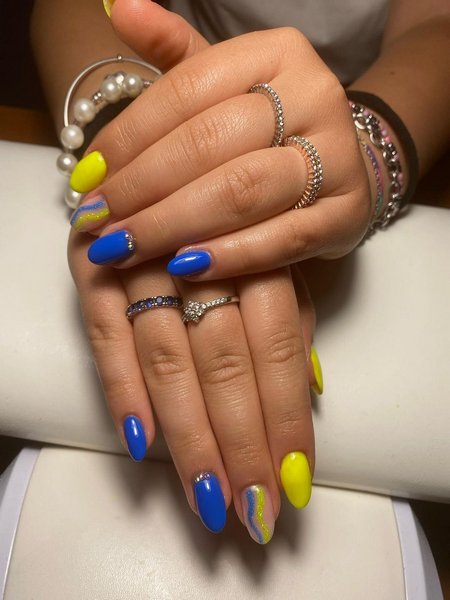 Blue And Yellow Nails