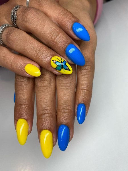 Blue And Yellow Nails