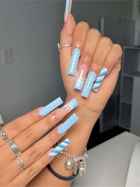 Blue Christmas Nails