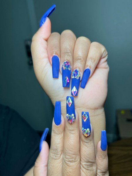 Blue Coffin Nails