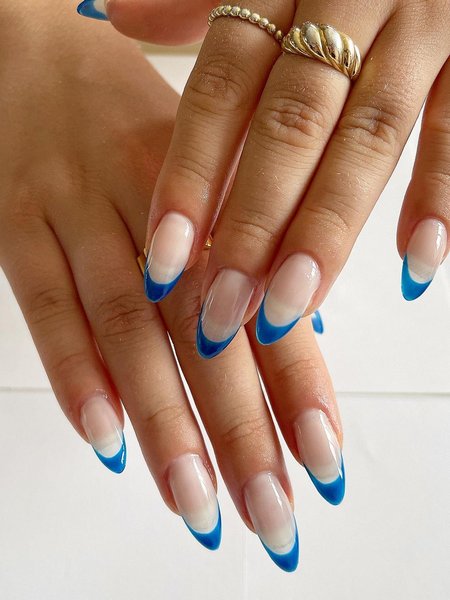 Blue French Tip Nails