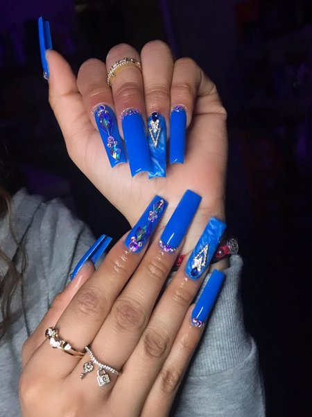 Blue Long Nails