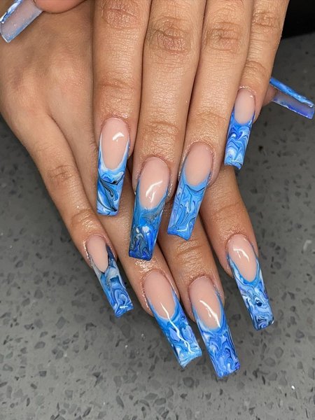 Blue Marble Nails