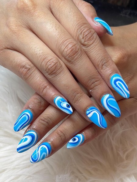 Blue Swirl Nails