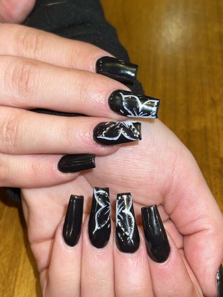 Coffin Black Nails