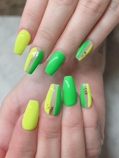 Green And Yellow Nail