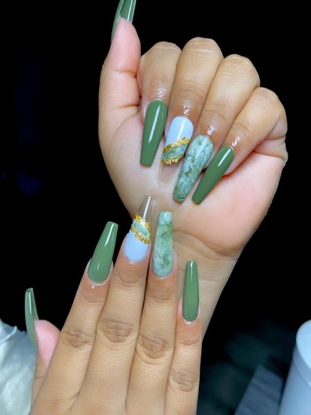 Green Coffin Nails