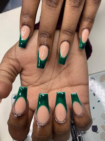 Green French Tip Nails