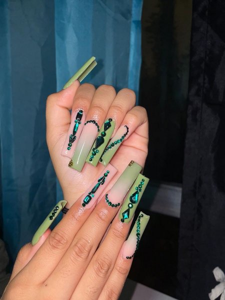 Green Long Nails