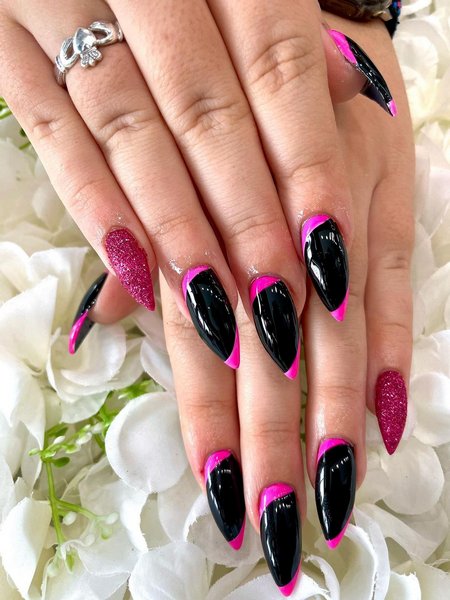 Hot Pink And Black Nail Designs