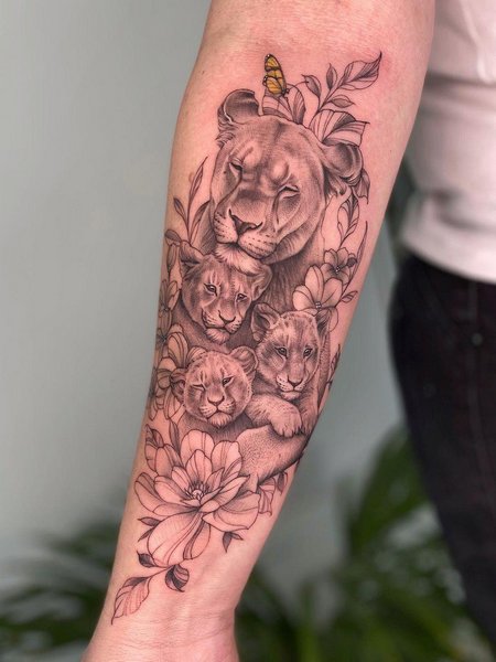 Lioness And Cub Tattoo