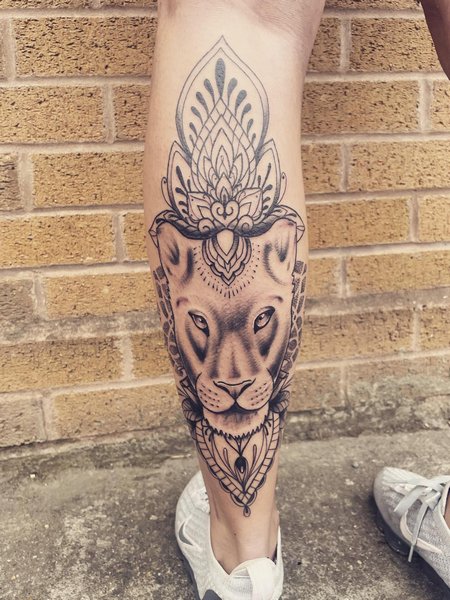 Lioness Calf Tattoo