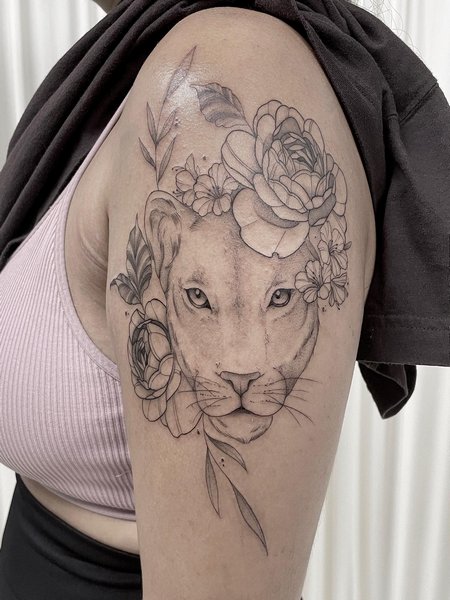 Lioness Tattoo For Women