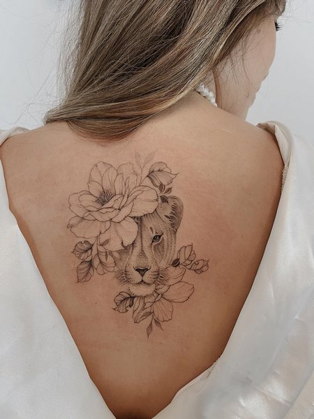 Lioness Tattoo On Back