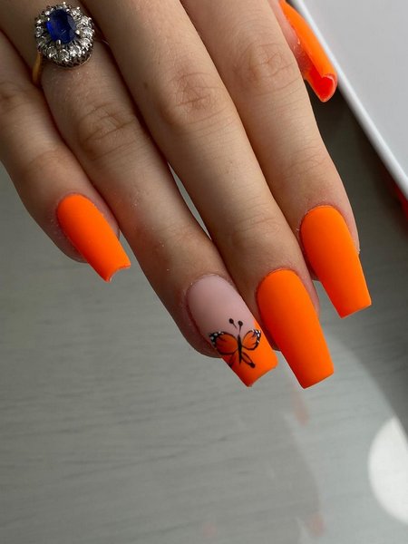 Matte Orange Nails