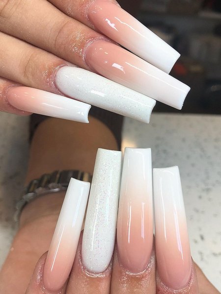 Nude And White Nails