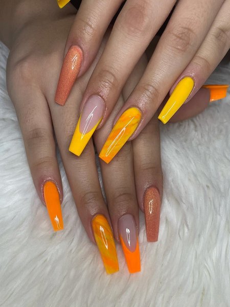 Orange And Yellow Nails