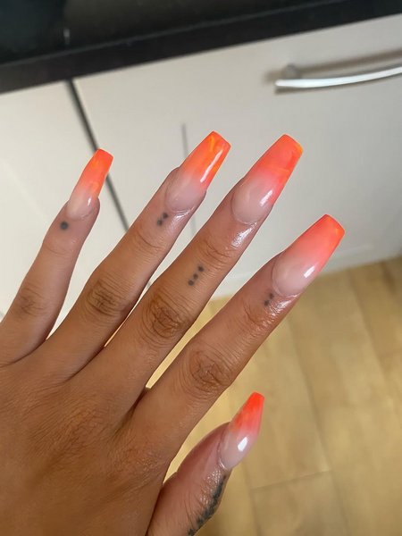 Orange Coffin Nails