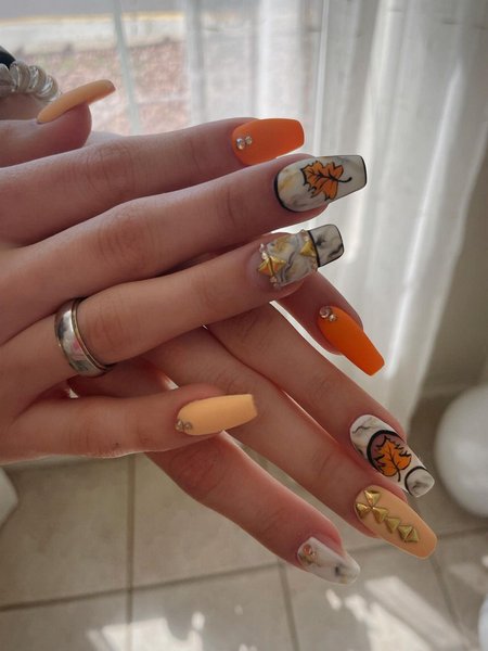 Orange Fall Nails