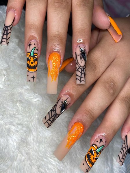 Orange Halloween Nails