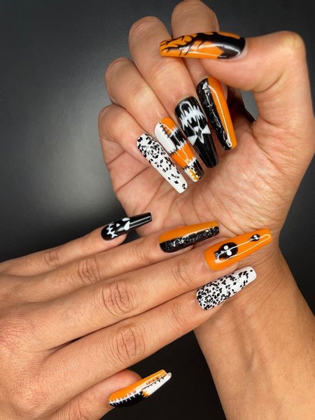 Orange Halloween Nails
