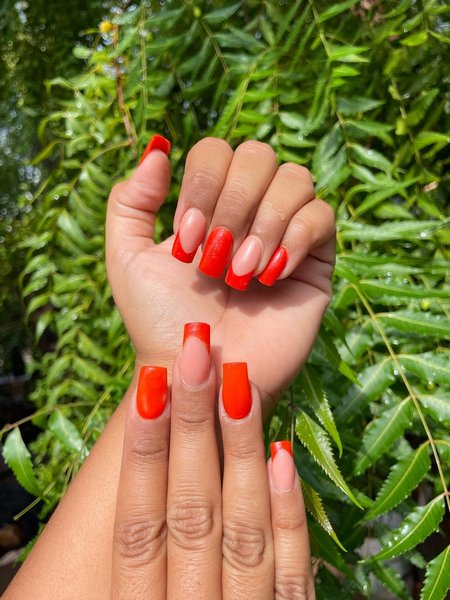 Orange Red Nails