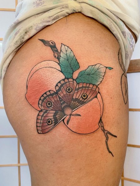 Peach Thigh Tattoo