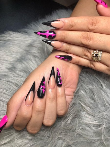 Pink And Black Nails
