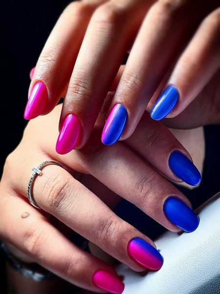 Pink And Blue Nails