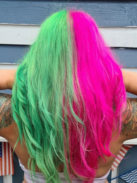 Pink And Green Hair