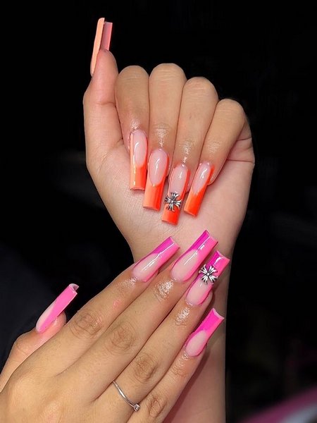 Pink And Orange Nails