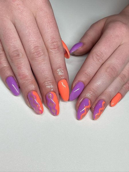 Purple And Orange Nails