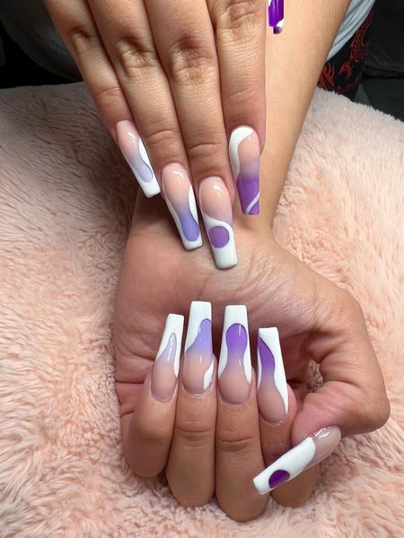 Purple And White Nails