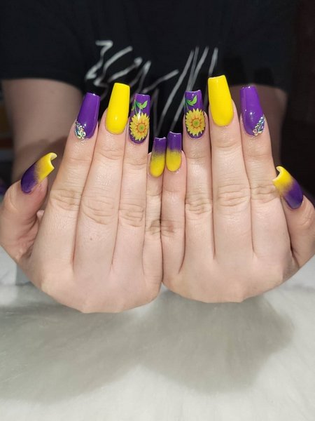 Purple And Yellow Nails