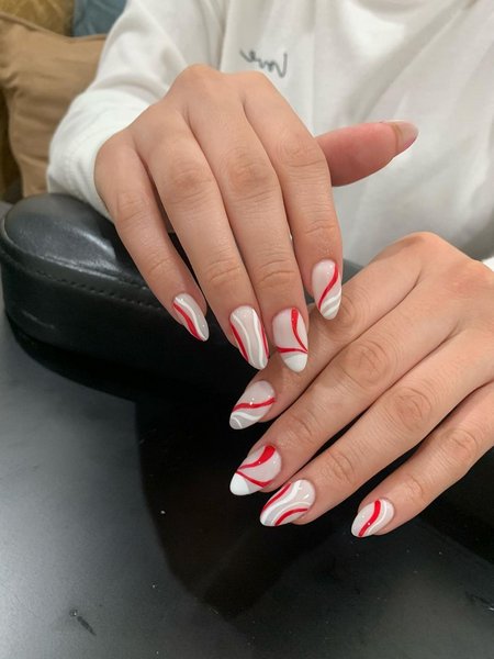 Red And White Nails