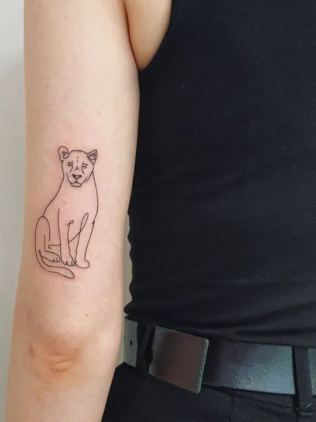 Simple Lioness Tattoo