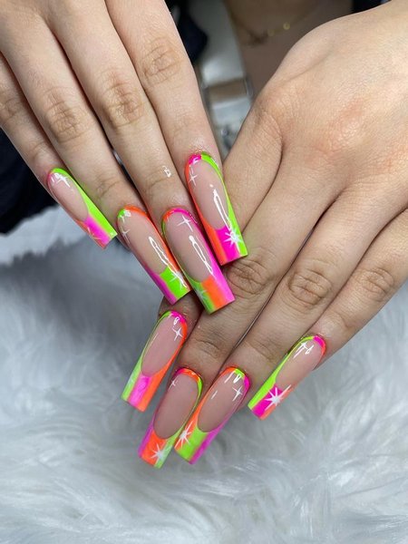 Summer Coffin Nails