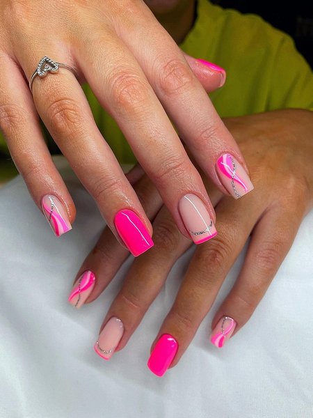 Summer Hot Pink Nails