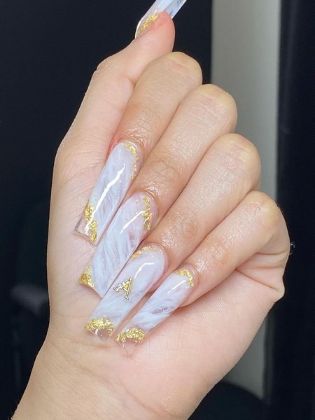 White And Gold Nails