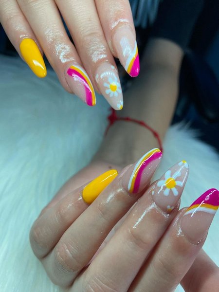 Yellow And Pink Nails