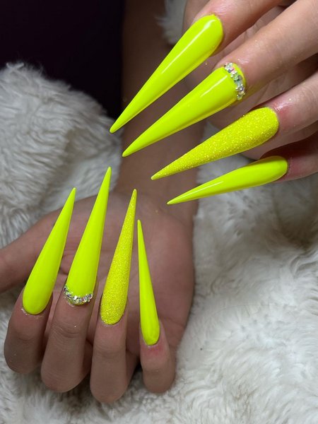 Yellow Stiletto Nails